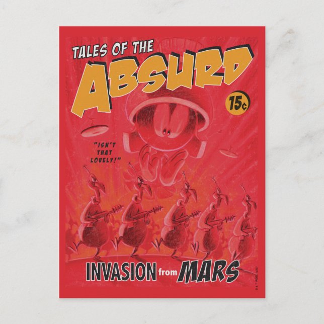 Postal MARVIN LA Invasión Retro MARTIAN™ Del Cómic De Mar (Anverso)