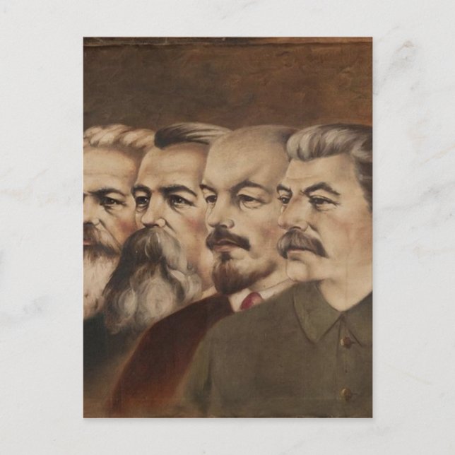 Postal Marx, Engels, Lenin, y Stalin (Anverso)
