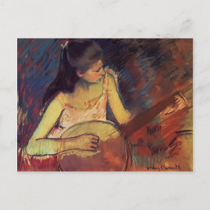 Postal Mary Cassatt - Chica con un banjo