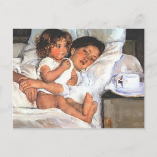 Postal Mary Cassatt - Desayuno en cama