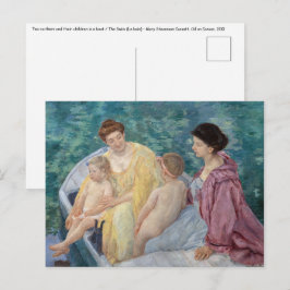 Postal Mary Cassatt - Dos madres y niños en un bote