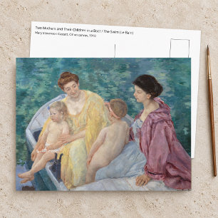 Postal Mary Cassatt - Dos madres y niños en un bote
