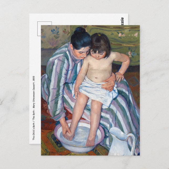 Postal Mary Cassatt - El baño del niño / El baño (Anverso / Reverso)