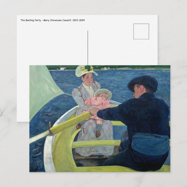 Postal Mary Cassatt - La fiesta en el bote (Anverso / Reverso)