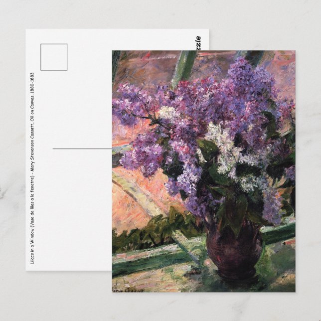 Postal Mary Cassatt - Lilas en una ventana (Anverso / Reverso)