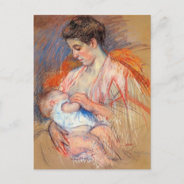 Postal Mary Cassatt - Madre Jeanne Enfermería a su bebé (Anverso)