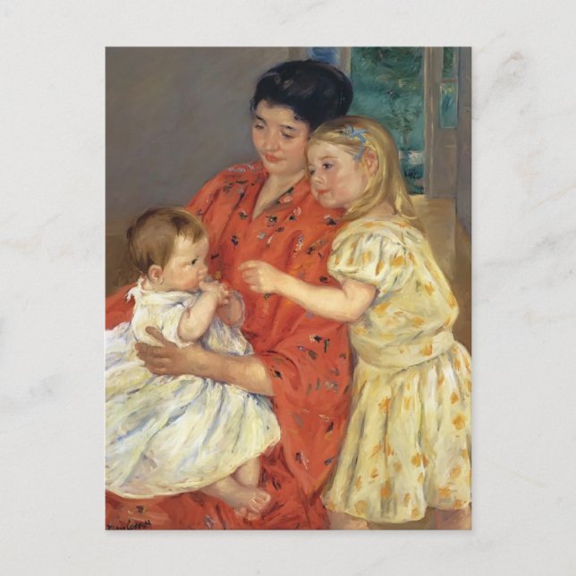 Postal Mary Cassatt - Madre y Sara admirando al bebé (Anverso)