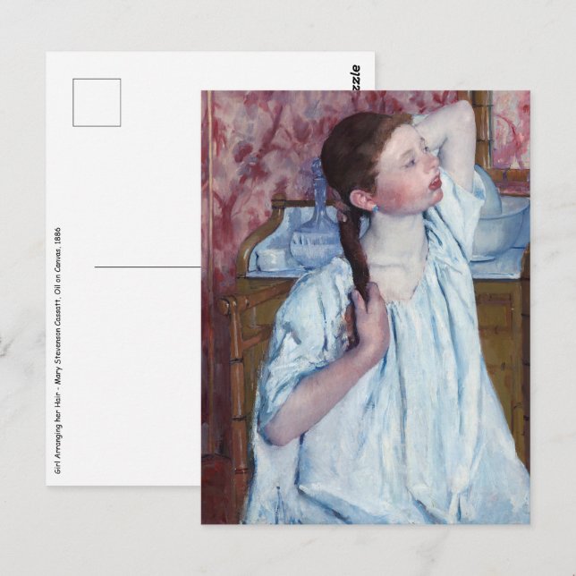 Postal Mary Cassatt - Muchacha peinándose (Anverso / Reverso)