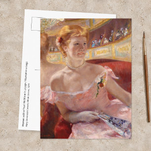 Postal Mary Cassatt - Mujer con collar de perlas en un pa
