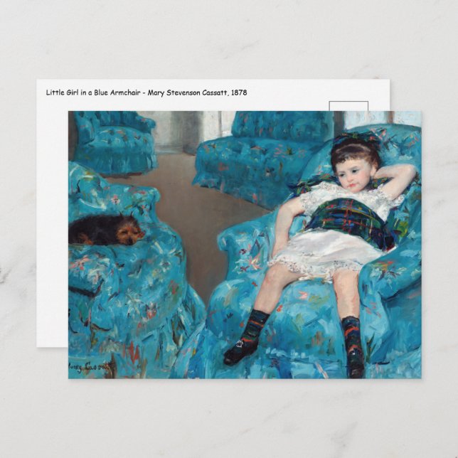 Postal Mary Cassatt - Niña pequeña en un sillón azul (Anverso / Reverso)