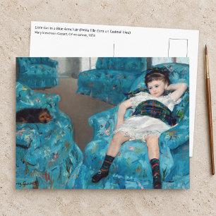 Postal Mary Cassatt - Niña pequeña en una butaca azul