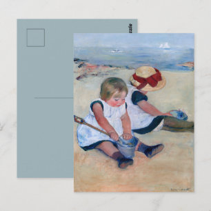 Postal Mary Cassatt Niños jugando en la playa 1884 