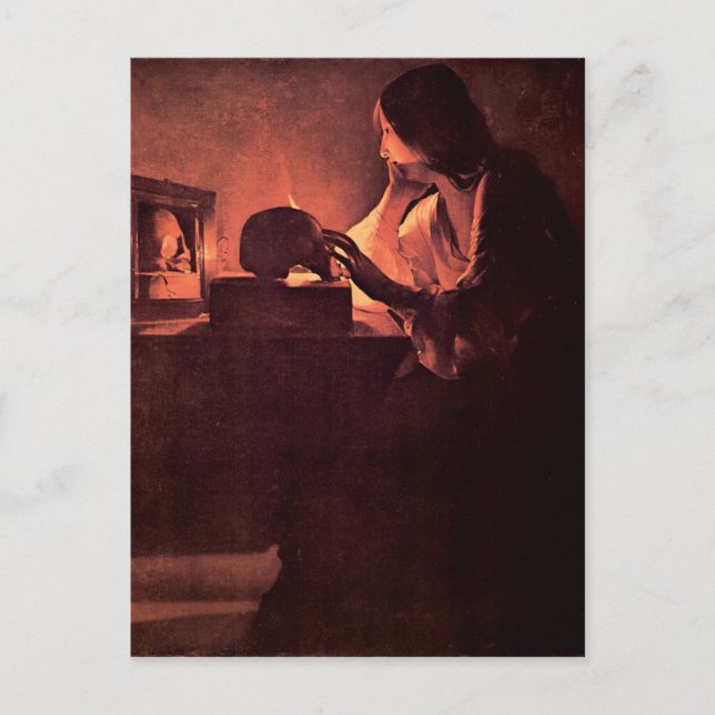 Postal Mary Magdalene por Georges de La Tour (Anverso)
