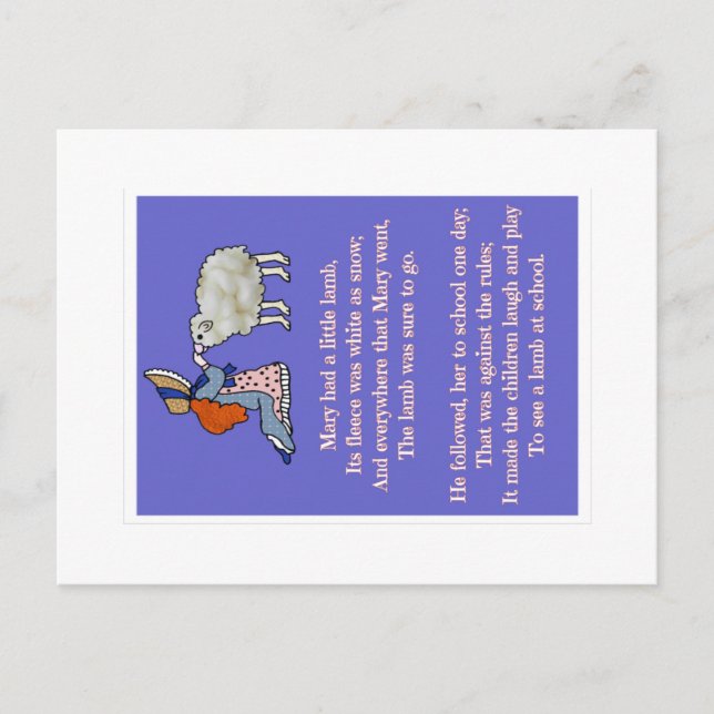 Postal Mary tenía un cordero pequeño (Anverso)