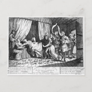 Postal Mary Toft, aparentemente dando a luz a conejos