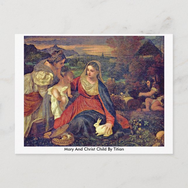 Postal Mary Y Christ Child Por Tiziano (Anverso)