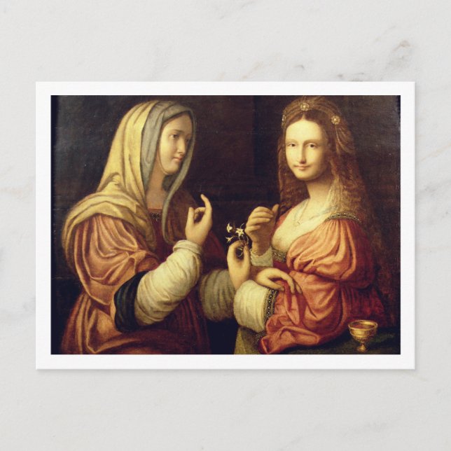 Postal Mary y Martha (aceite en el panel) (Anverso)