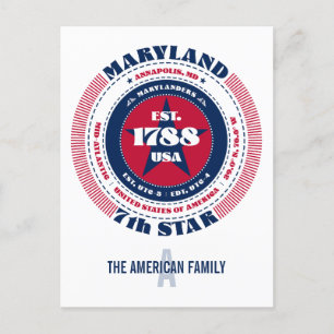 Postal Maryland, Annapolis, MD, Patriotic, Monograma