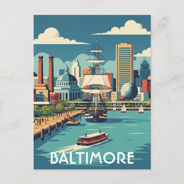 Postal Maryland Baltimore Inner Harbor Viajes (Anverso)