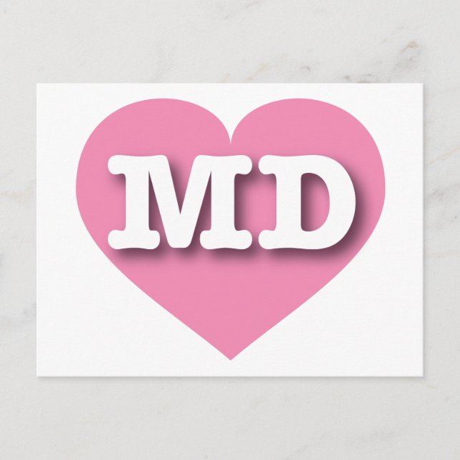 Postal Maryland Corazón Rosa - Amo MD (Anverso)