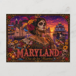 Postal Maryland Día de los Muertos Retro