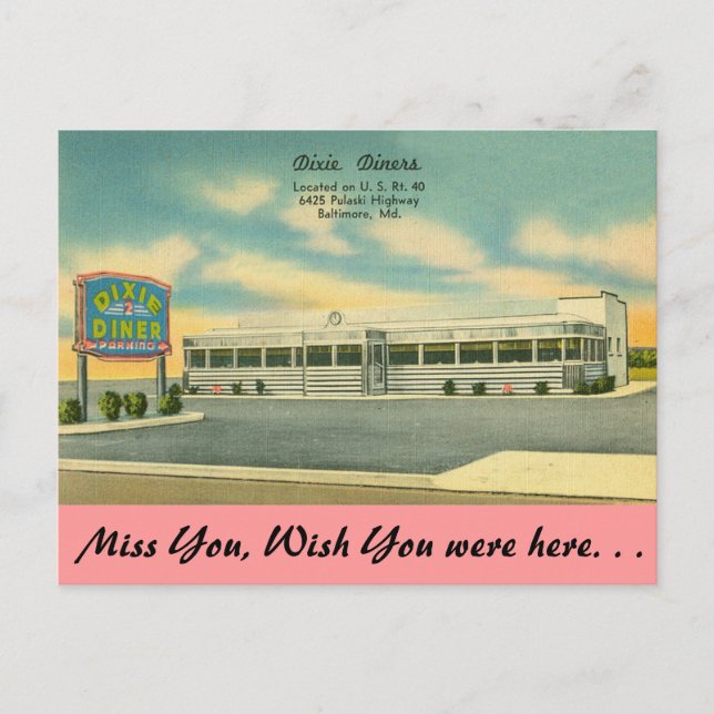 Postal Maryland, Dixie Diners, Baltimore (Anverso)
