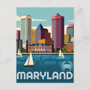 Postal Maryland EE. UU. Bahía de Chesapeake Atlántico Via