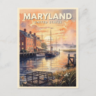 Postal Maryland EE. UU. Viajes Vintage