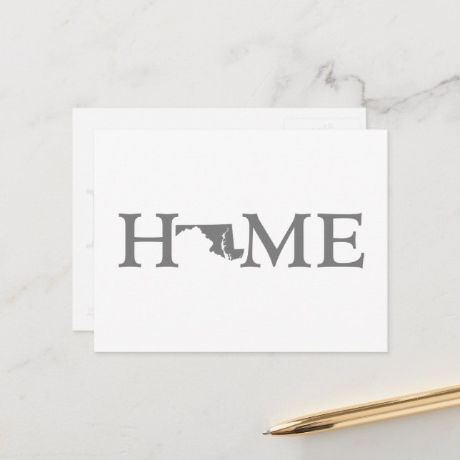 Postal Maryland Home State Shaped Letter Grey Word Art (Anverso/Reverso In Situ)
