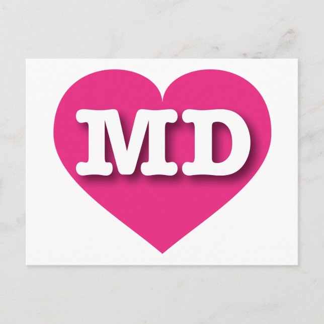 Postal Maryland Hot Pink Heart - Me encanta MD (Anverso)