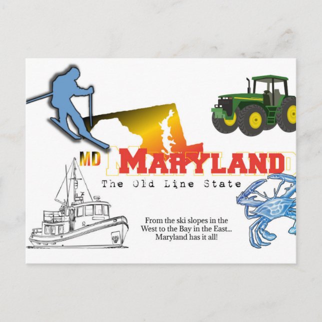 Postal Maryland - La vieja línea del estado (Anverso)
