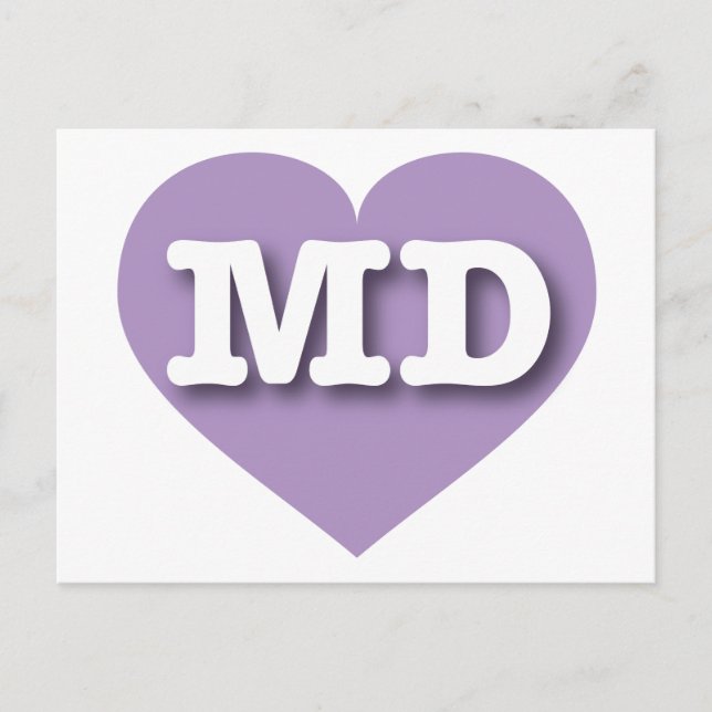 Postal Maryland Lavender Heart - Me encanta MD (Anverso)