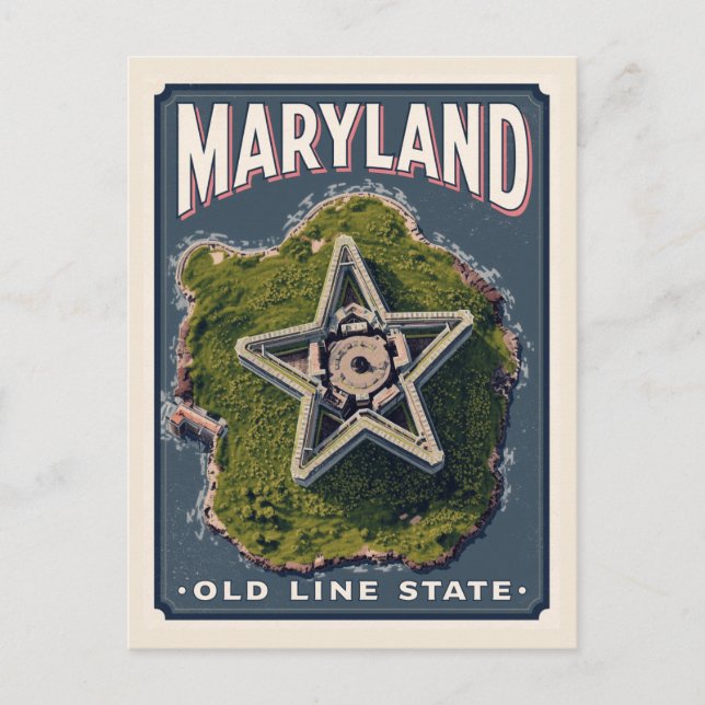 Postal Maryland Old Line State Star Fort Aerial View (Anverso)