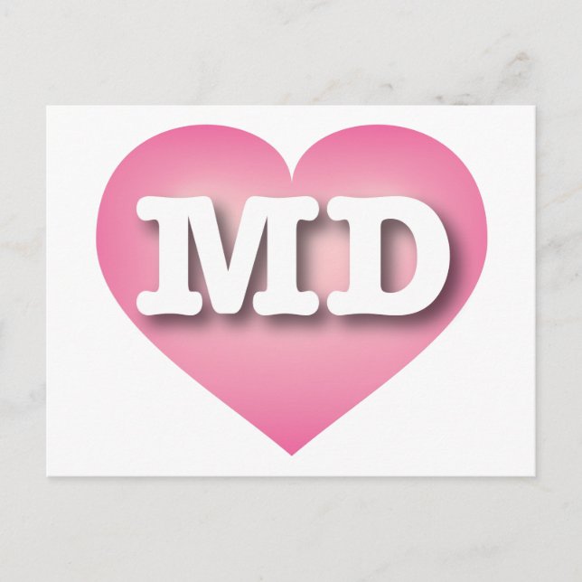 Postal Maryland Pink Fade Heart - Me encanta MD (Anverso)