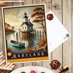 Postal Maryland Postcarta estatal hiperrealista