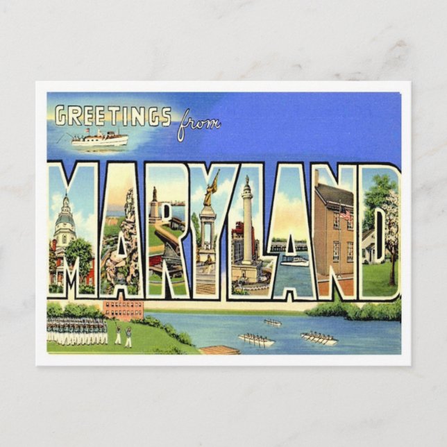 Postal Maryland Saludos Desde Estados Unidos (Anverso)