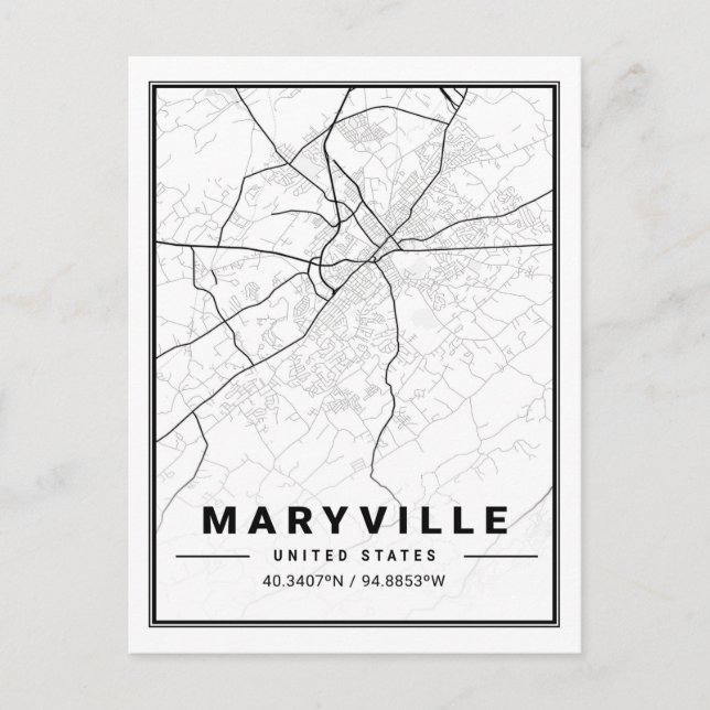 Postal Maryville Tennessee USA Travel City Map (Anverso)