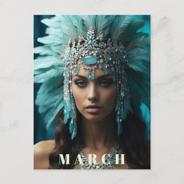 Postal *~* MARZO AP53 Boho Headdress AQUAMARINE (Anverso)