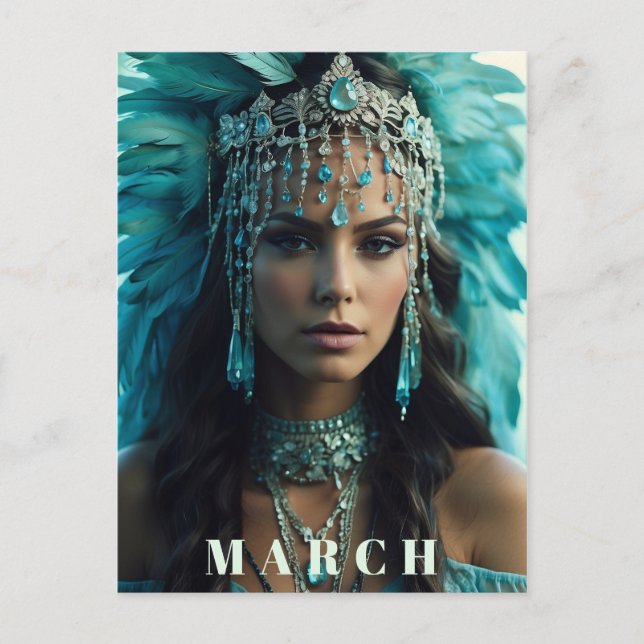 Postal *~* MARZO AP53 Headdress AQUAMARINE Boho (Anverso)