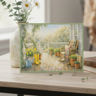 Postal Marzo Después de un Día Lluvioso Porche Arte Acuar