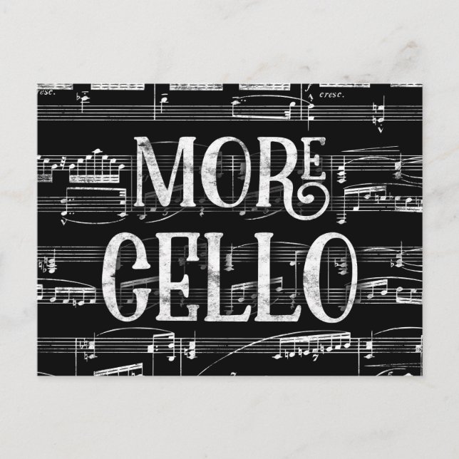 Postal Más Cello Chalkboard - Black White Music (Anverso)