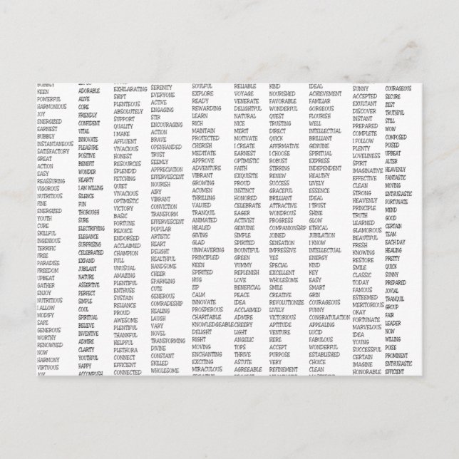 Postal ¡Más de 600 palabras positivas! (Anverso)