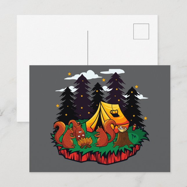 Postal Más diversión con esta ardilla de camping (Anverso / Reverso)
