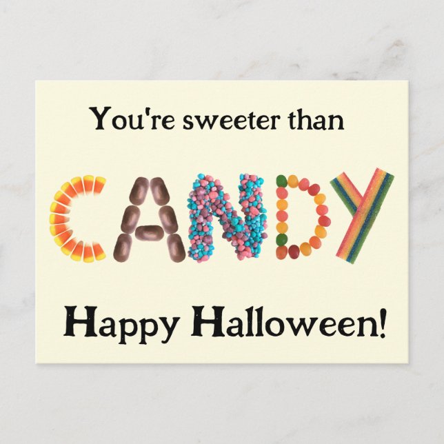 Postal Más dulce que Candy - Feliz Halloween (Anverso)