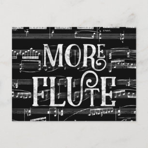 Postal Más Flauta Pizarra - Música Blanco Negro