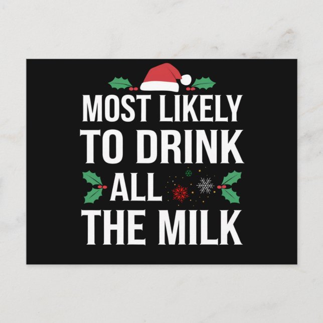 Postal Más Probable De Beber Toda La Leche Navidad Matchi (Anverso)
