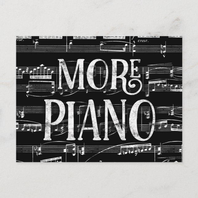 Postal Más Tablero de Piano - Música Blanco Negro (Anverso)