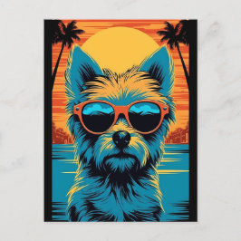 Postal Más terrorífico con gafas de sol en la playa