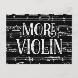 Postal Más violín pizarra - Música en blanco y negro