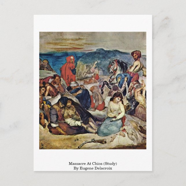 Postal Masacre En Quíos (Estudio) Por Eugene Delacroix (Anverso)